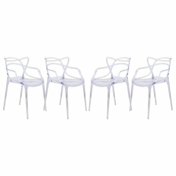 Kd Americana 32.5 x 21 x 17.5 in. Milan Modern Wire Design Chair Clear - Set of 4 KD3026966